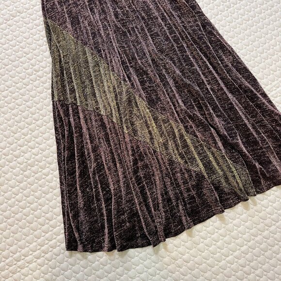 NWT SUBOO Tyra Pleat Panelled Midi Skirt Size M Copper Silver - Picture 6 of 11